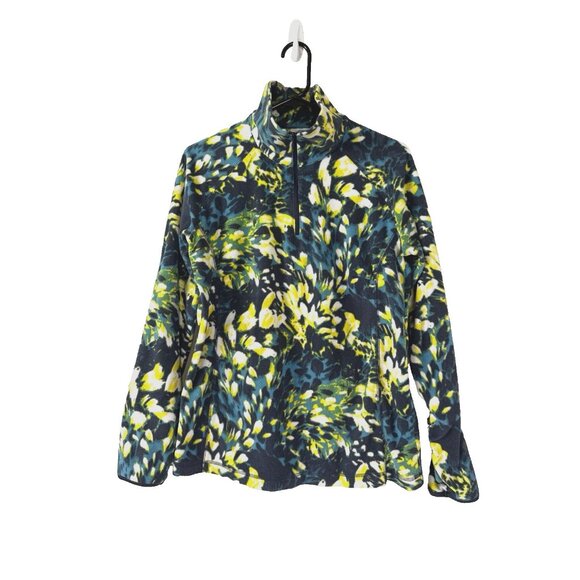 Columbia Womens L Arctic Air Polar Fleece 1/2 Zip Bold Abstract Winter Pullover - Picture 1 of 9